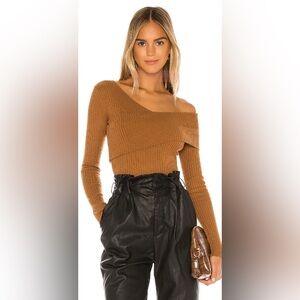 Lovers + Friends Brown Off-Shoulder Sweater